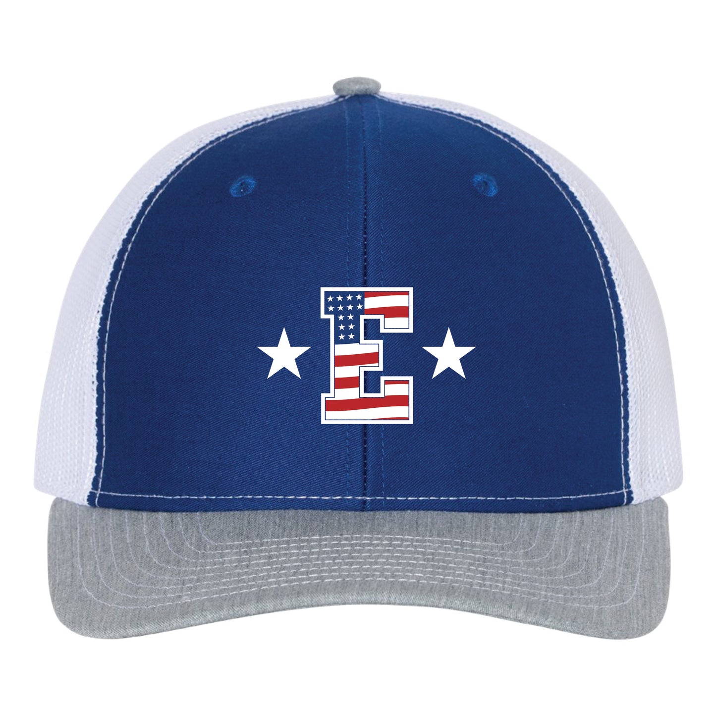 *E* - Richardson Trucker Hat - Royal/Grey/White