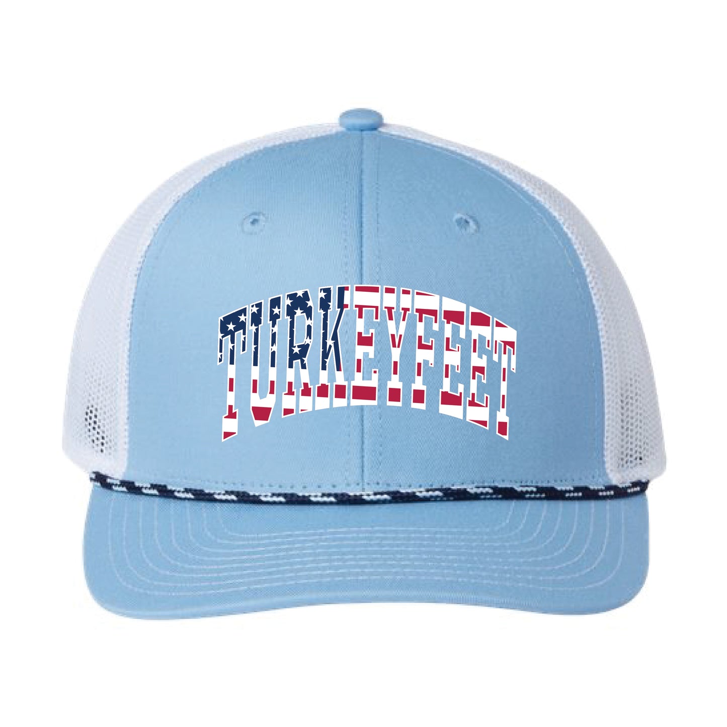 Turkeyfeet Block Flag - The Game Everyday Rope Trucker Cap - Light Blue/White