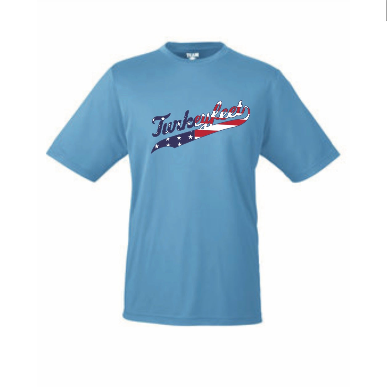 Turkeyfeet Script - Sport Tek Dry Fit T-Shirt - Light Blue - Youth And Adult