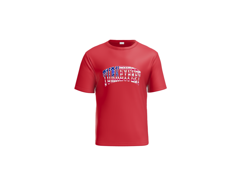 Turkeyfeet Block Flag - Sport Tek Dry Fit T-shirt - Red - Youth and Adult