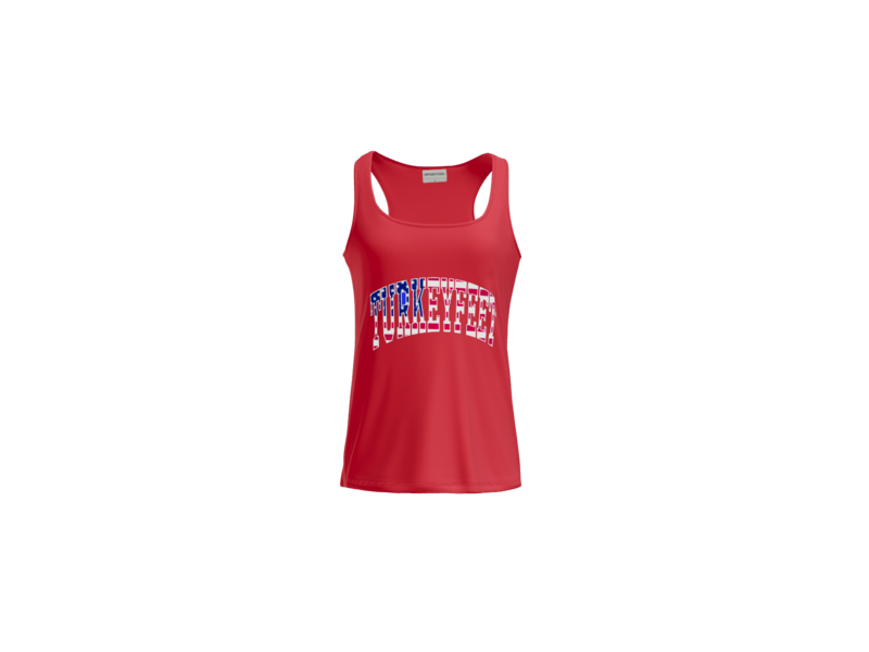 Turkeyfeet Block Flag - Augusta Performance Tank - Ladies & Girls - Red