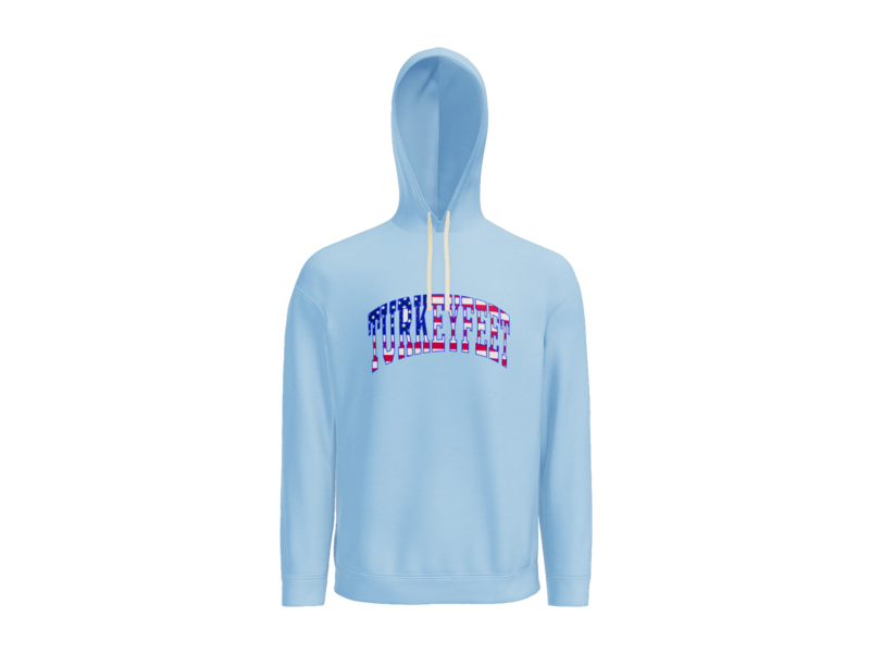Turkeyfeet Block Flag - Comfort Colors Hoodie Sweatshirt - Hydrangea - Adult Only