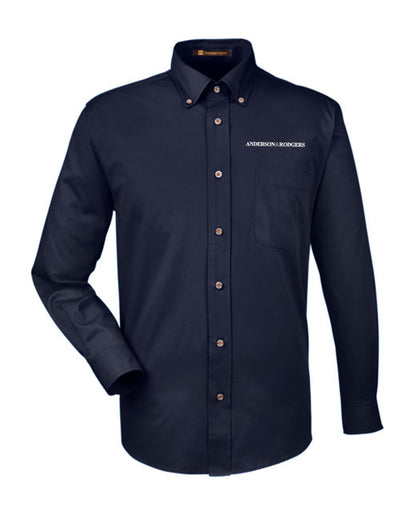 M500- Harriton Men's Easy Blend™ Long-Sleeve Twill Shirt with Stain-Release