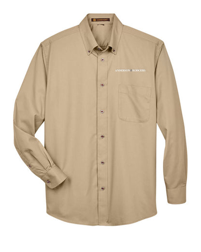 M500- Harriton Men's Easy Blend™ Long-Sleeve Twill Shirt with Stain-Release