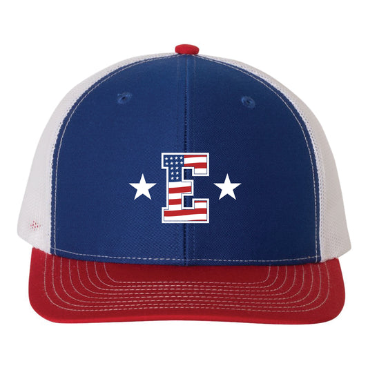 *E* - Richardson Trucker Hat - Royal/Red/White