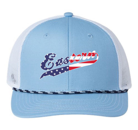 Eastern Flag Script - The Game Everyday Rope Trucker Cap - Light Blue/White