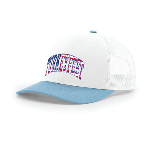 Turkeyfeet Block Flag - Richardson - Snapback Trucker Cap - White/Light Blue