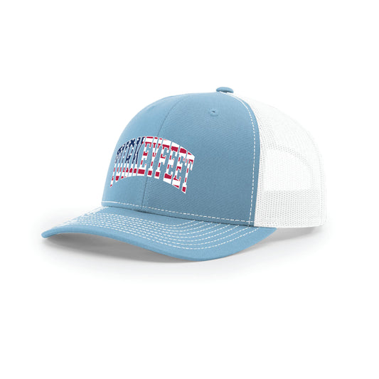 Turkeyfeet Block Flag - Richardson - Snapback Trucker Cap - Light Blue/White