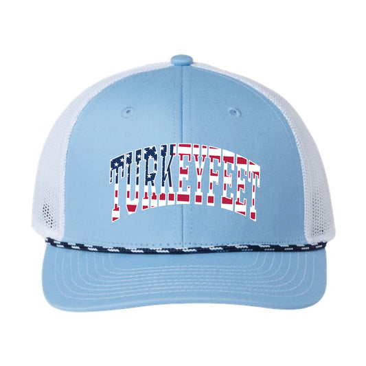 Turkeyfeet Block Flag - The Game Everyday Rope Trucker Cap - Light Blue/White