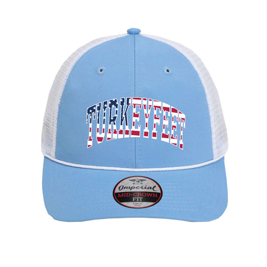 Turkeyfeet Block Flag - Imperial Night Owl Rope Hat - Light Blue/White