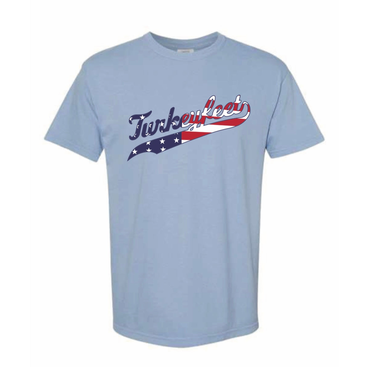 Turkeyfeet Script - Comfort Colors T-Shirt - Washed Denim - Youth And Adult