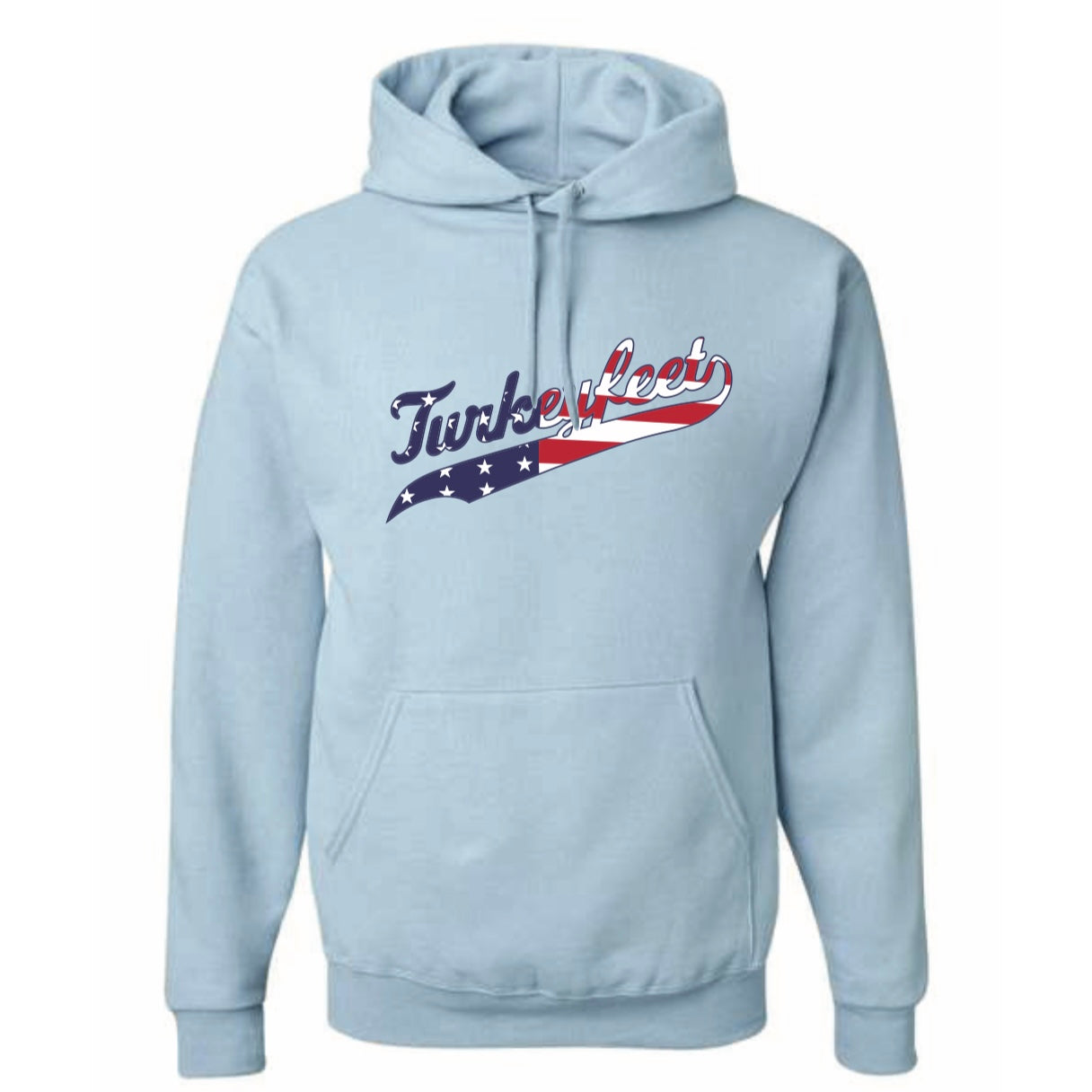 Turkeyfeet Script- YOUTH Jerzees Hoodies - Light Blue