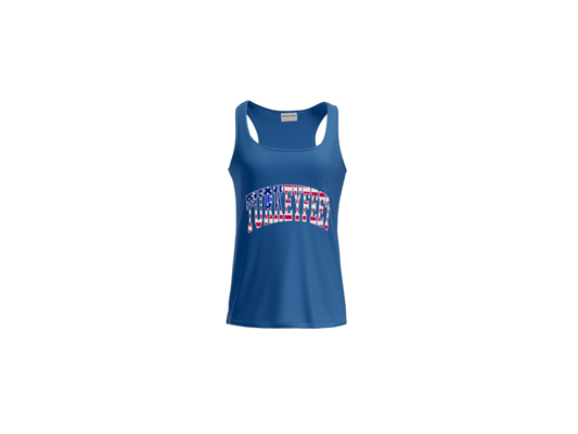 Turkeyfeet Block Flag - Augusta Performance Tank - Ladies & Girls - Royal
