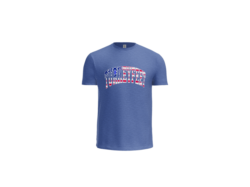 Turkeyfeet Block Flag - Next Level Tri Blend Tee - Youth and Adult - Vintage Royal