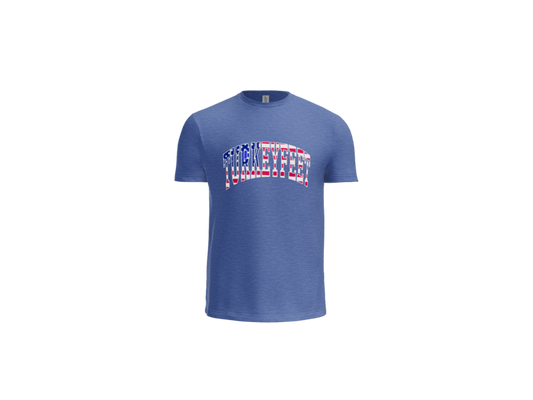 Turkeyfeet Block Flag - Next Level Tri Blend Tee - Youth and Adult - Vintage Royal