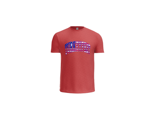Turkeyfeet Block Flag - Next Level Tri Blend Tee - Youth and Adult - Vintage Red