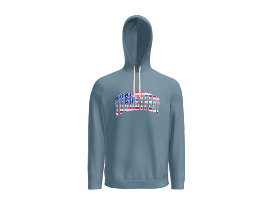 Turkeyfeet Block Flag - Comfort Colors Hoodie Sweatshirt - Blue Jean - Youth & Adult
