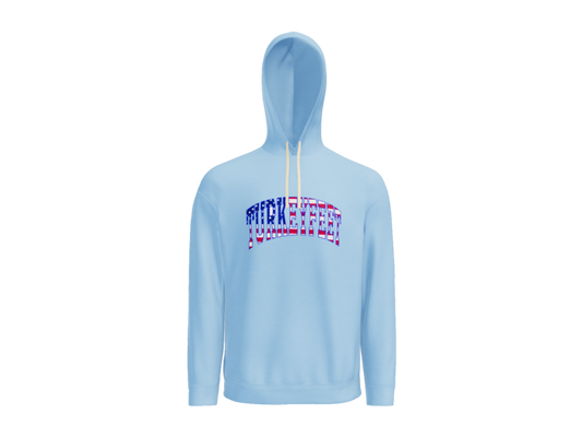 Turkeyfeet Block Flag - Comfort Colors Hoodie Sweatshirt - Hydrangea - Adult Only