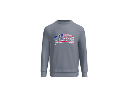 Turkeyfeet Block Flag - Comfort Colors Crewneck Sweatshirt - Blue Jean