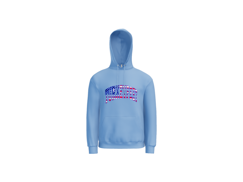 Turkeyfeet Block Flag - Jerzees Hoodie - Light Blue - Youth & Adult