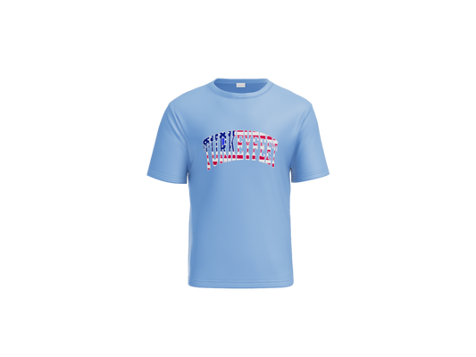 Turkeyfeet Block Flag - Sport Tek Dry Fit T-shirt - Light Blue - Youth and Adult